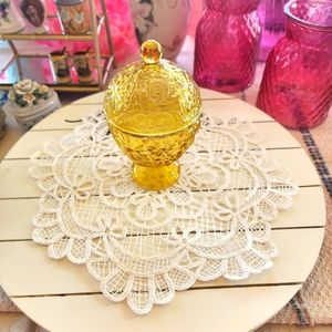 Yellow Glass Avon with lid excellent condition! Vintage!